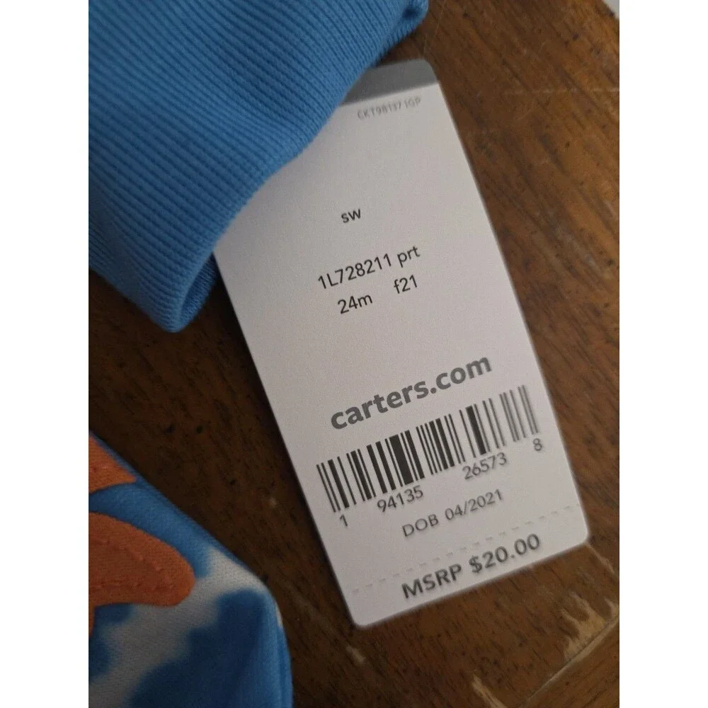 Carters Blue Tie Dye Crab Romper Size 24 Months NWT